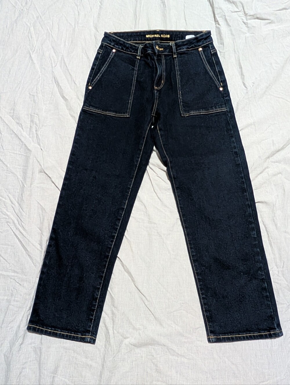 Michael Kors Women's Blue Jeans with Contrast Stitching, Size 8